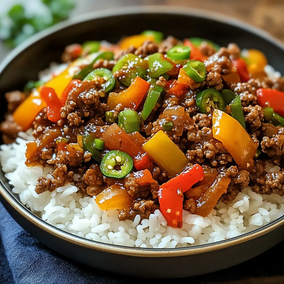 Rindfleisch- und Paprika-Reisschüssel