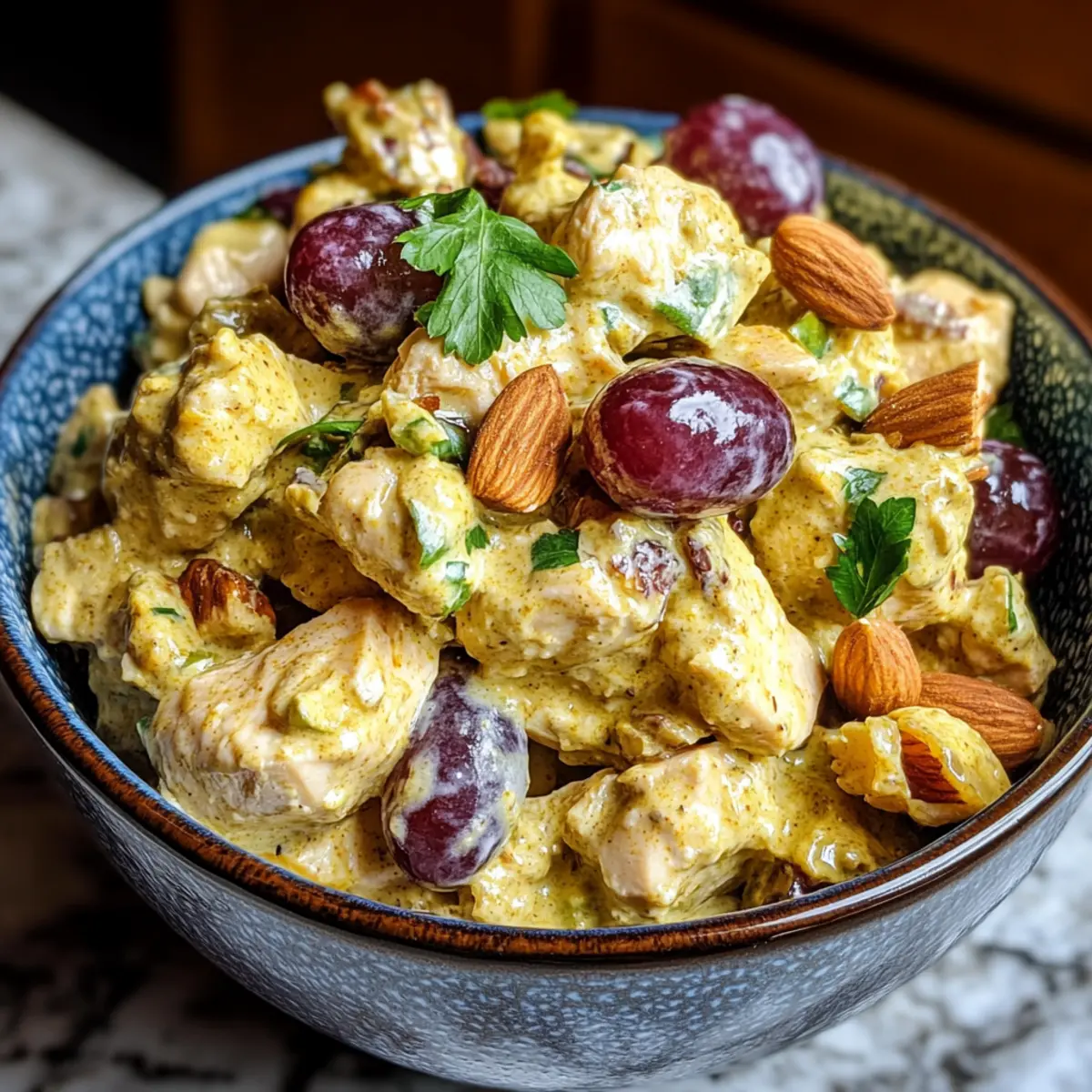 Curry-Hähnchensalat mit Trauben