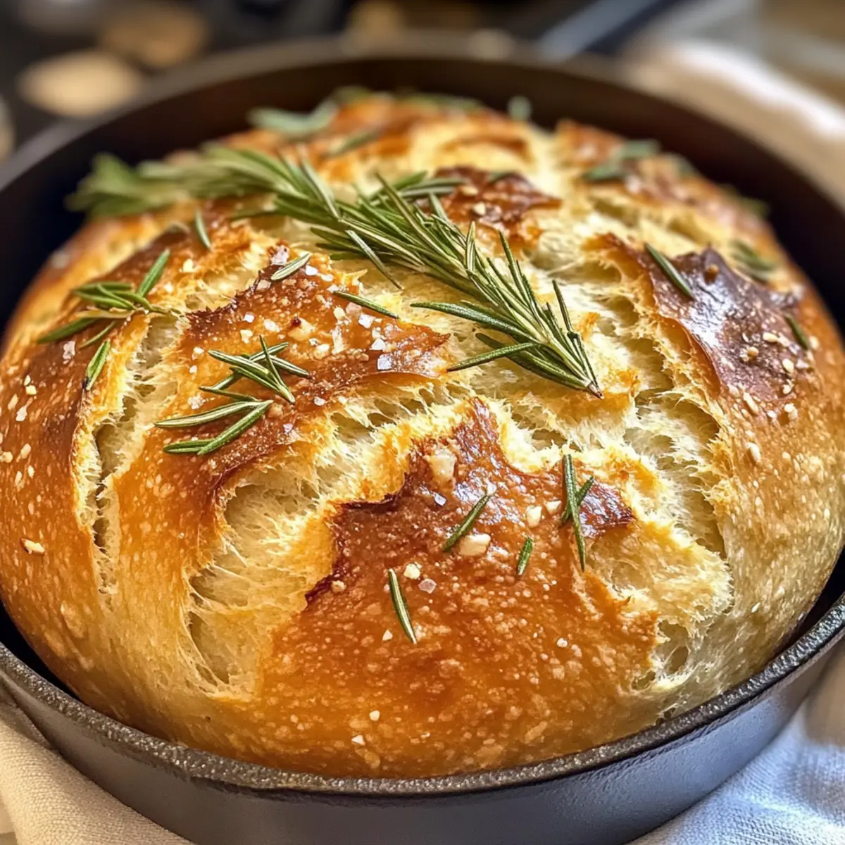 Dutch Oven Garlic Rosemary Bread dwejce