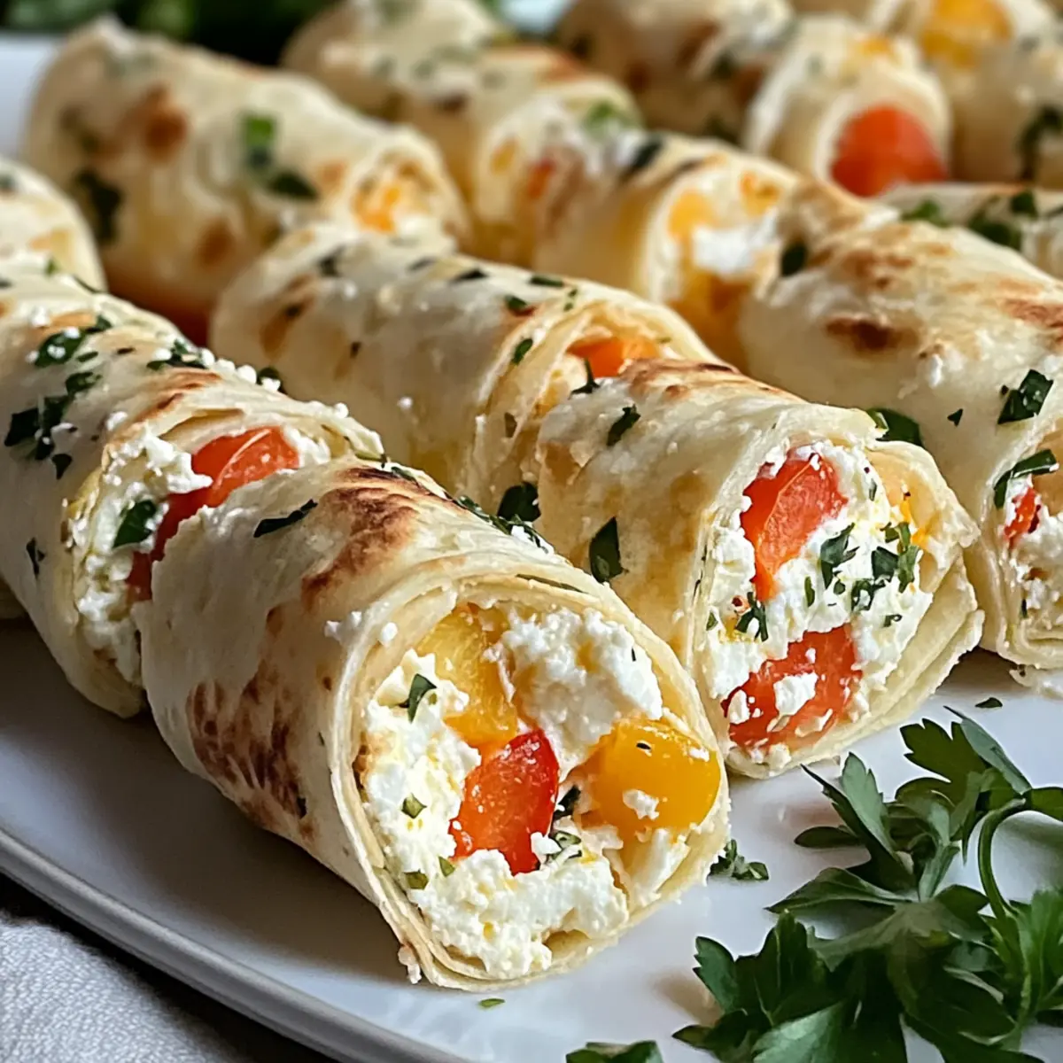 Feta-Röllchen mit Paprika und Kräutern