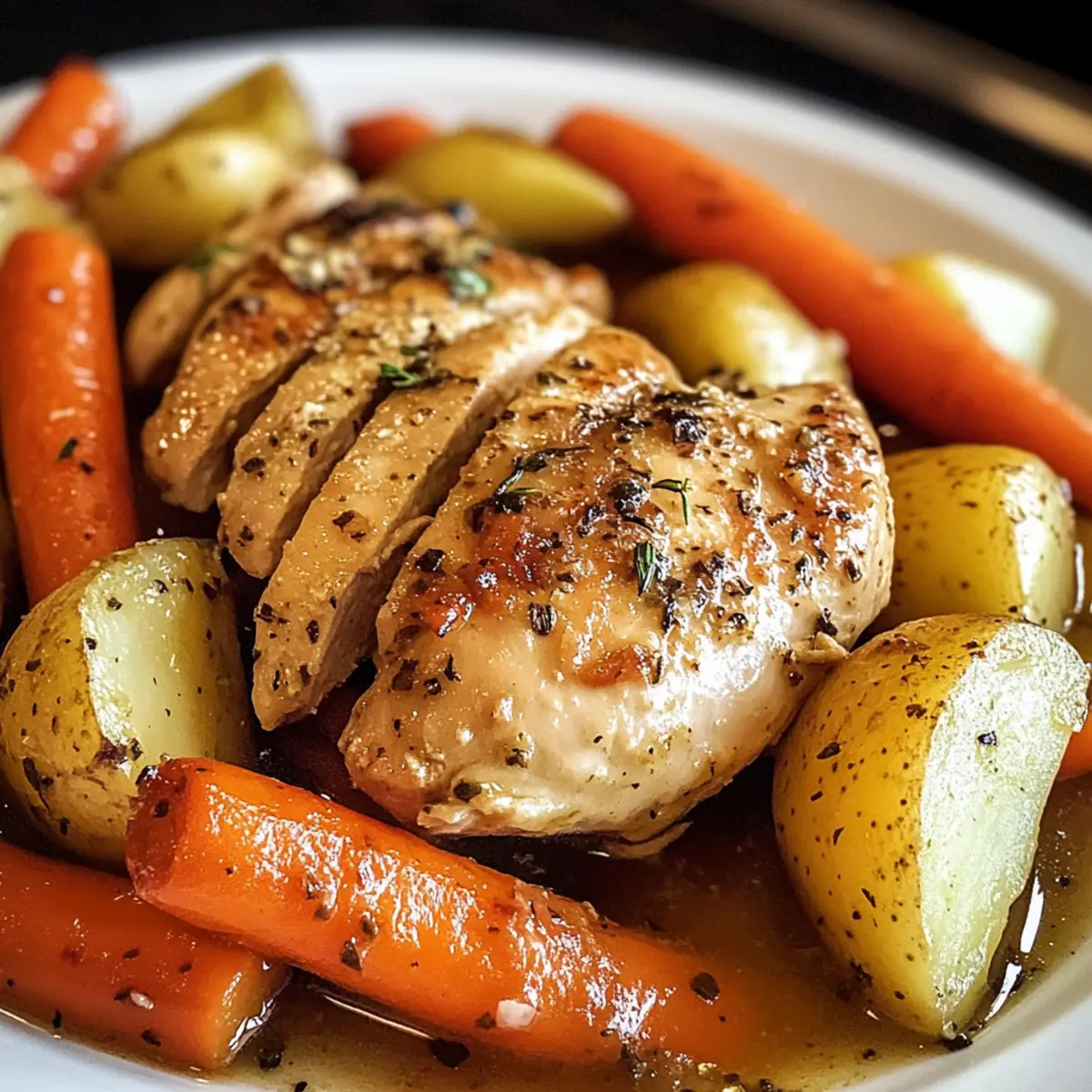 Knoblauchbutter-Hühnchen und Gemüse