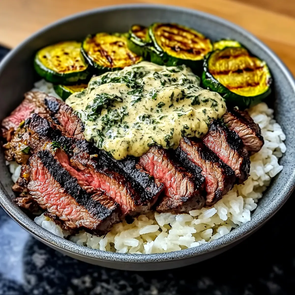 Grilled Steak Bowl with Sauce Grilled Zucchini Bliss jfe9je