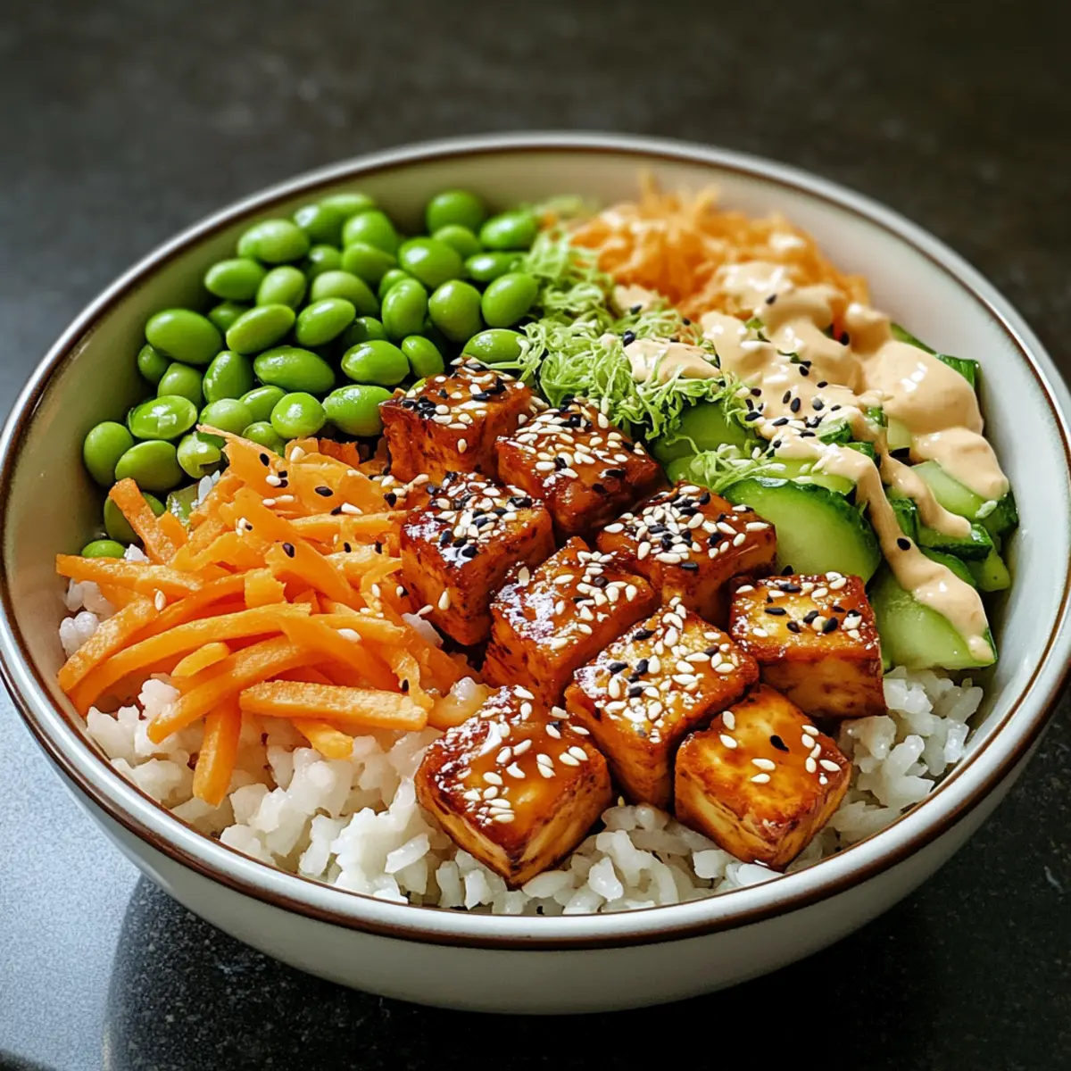 Japanische Superfood-Bowl mit cremigem Sesam