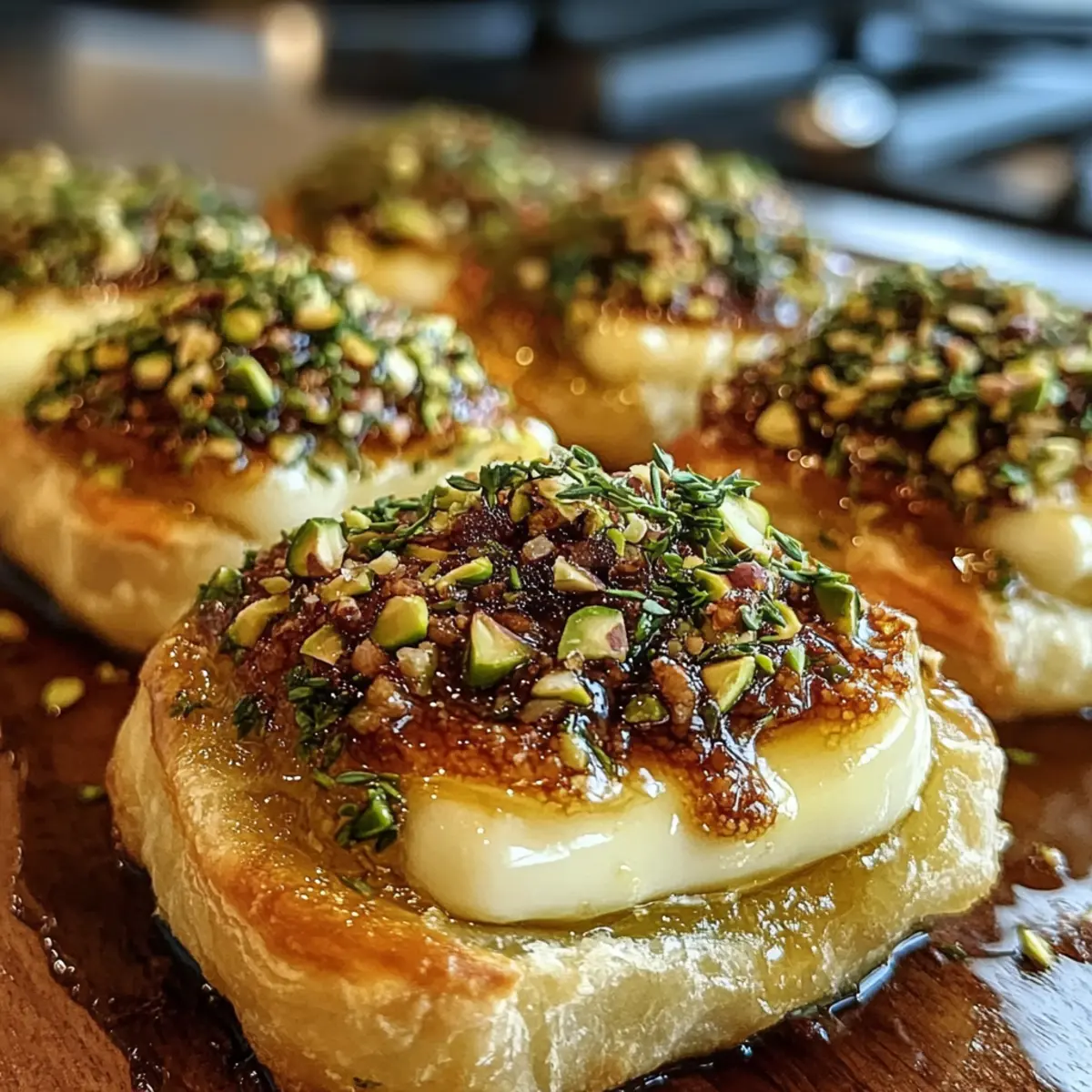 Herzhafte Pistazienkrusten-Brie-Häppchen