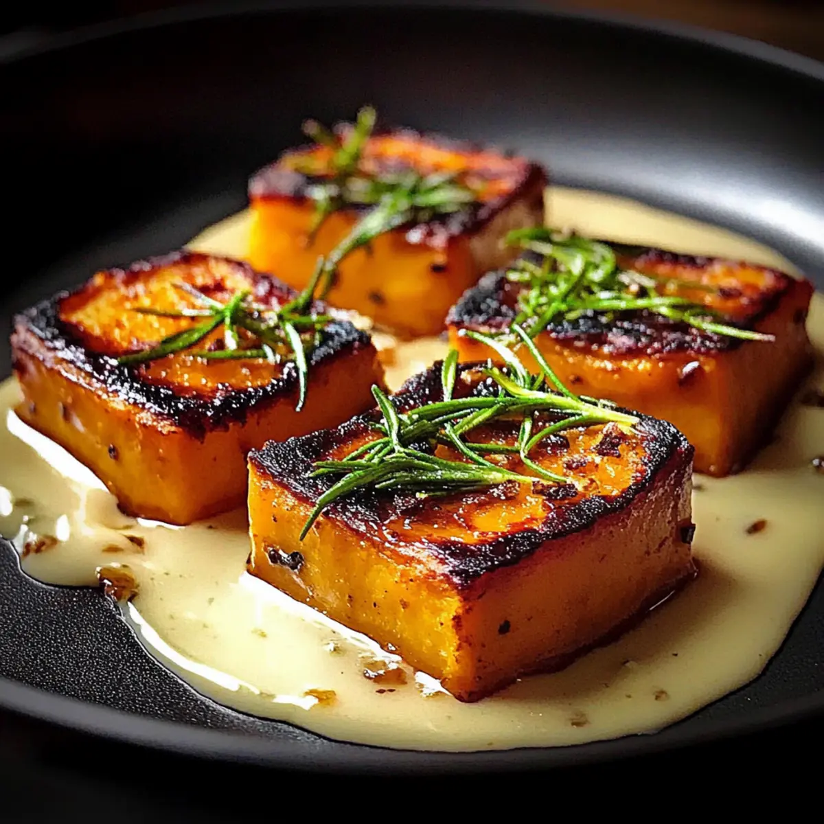 Sweet Potato Fondant with Smoked Almond Cream Rosemary Oil nhnvwu