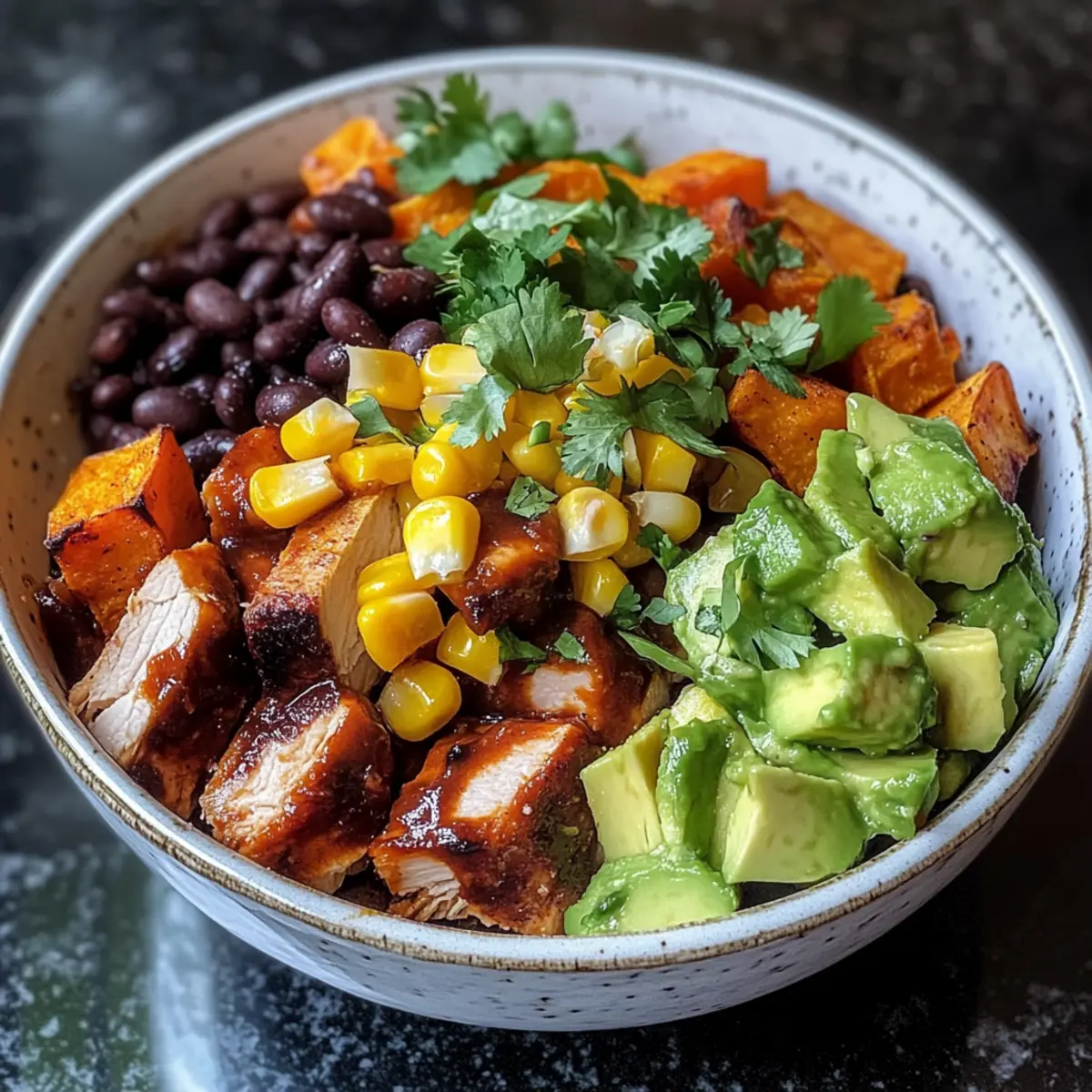 BBQ Chicken Sweet Potato Bowl jqqeld