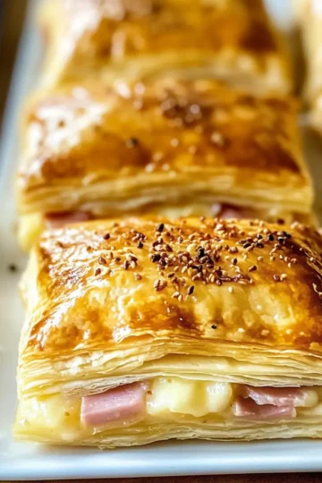 Puff pastry with ham and cheese – quick, crispy & irresistible