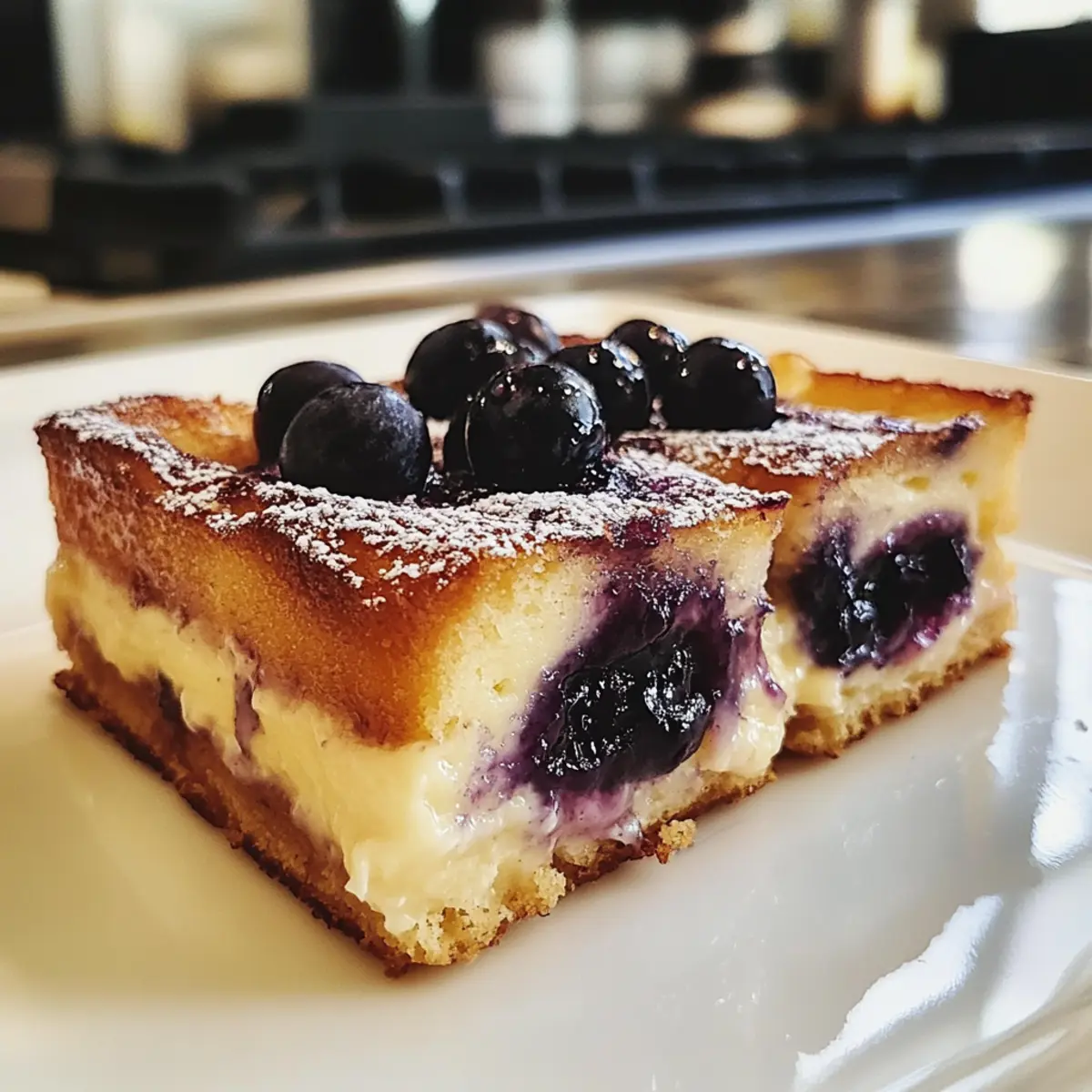 Blaubeer Käsekuchen Toast Auflauf für Frühstücksgenuss 4
