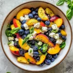 Blaubeer-Pfirsich-Feta-Salat Rezept für den Sommer