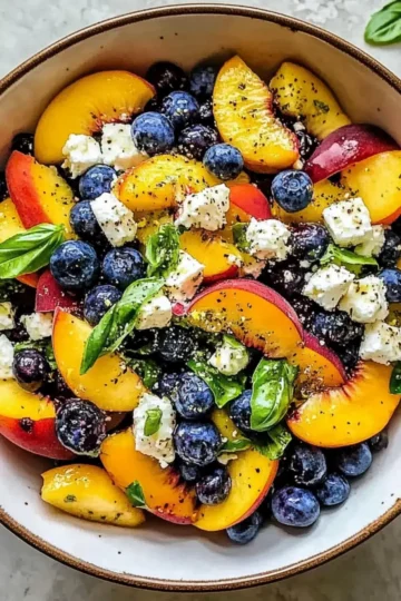 Blaubeere Pfirsich Feta Salat Rezept Zutaten: - 2 Tassen Blaubeeren - 2 Pfirsiche, gewürfelt - 150 g Feta-Käse, zerbröselt - 1 Tasse baby Spinat - 1/2 Tasse Walnüsse, grob gehackt - 3 Esslöffel Olivenöl - 1 Esslöffel Honig - 1 Esslöffel Apfelessig - Salz und Pfeffer nach Geschmack Anleitung: 1. In einer großen Schüssel Blaubeeren, Pfirsiche, Feta, Spinat und Walnüsse vermengen. 2. In einer kleinen Schüssel Olivenöl, Honig, Apfelessig, Salz und Pfeffer vermischen. 3. Das Dressing über den Salat gießen und gut vermengen. 4. Sofort servieren.