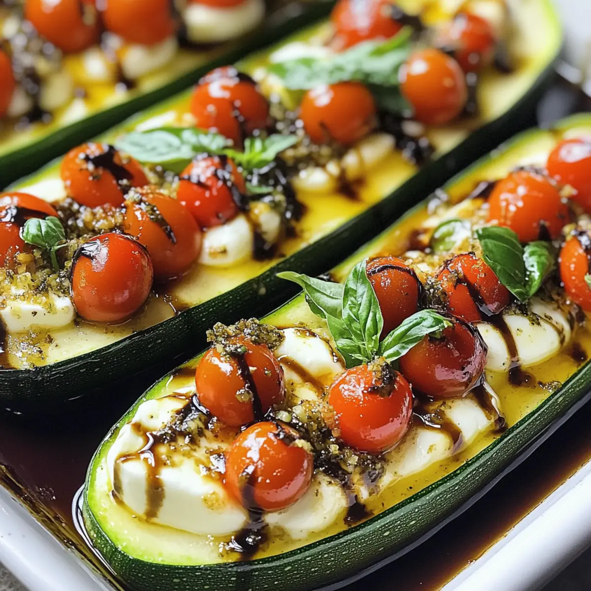 Caprese Zucchini-Boote