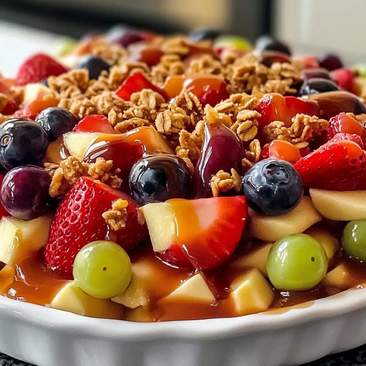 Karamell Crunch Käsekuchen Obstsalat Rezept