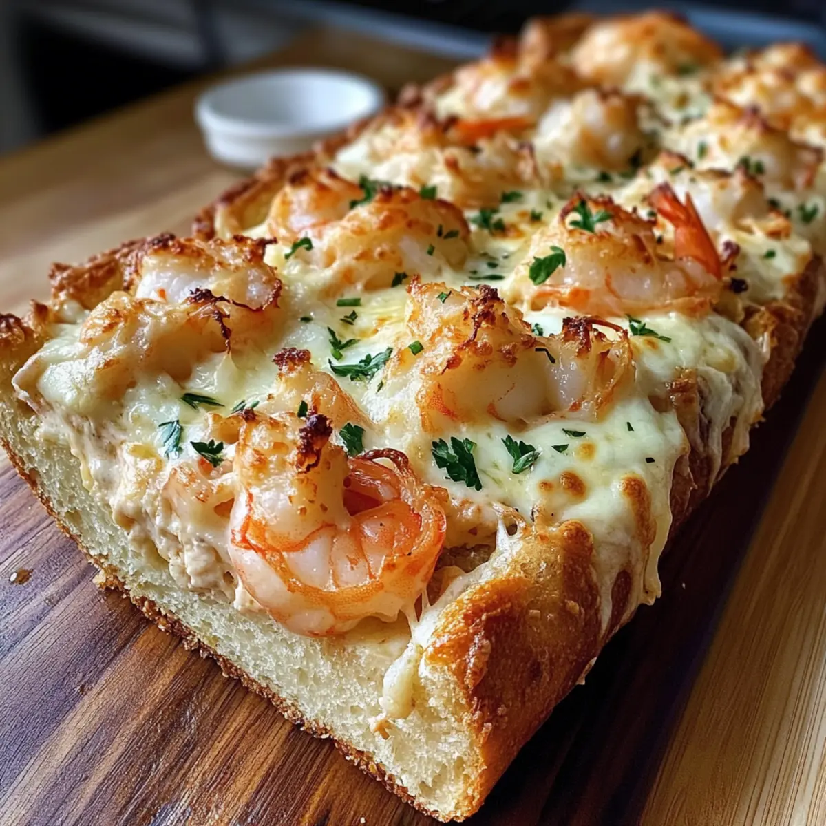 Käse-Seafood-Brot Rezept Zutaten: - 1 Baguette - 200 g Meeresfrüchte (z. B. Garnelen, Muscheln) - 150 g Frischkäse - 100 g geriebener Käse (z. B. Mozzarella) - 2 Knoblauchzehen - 2 EL Petersilie - 1 EL Zitronensaft - Salz und Pfeffer nach Geschmack Anleitung: 1. Ofen auf 180°C vorheizen. 2. Baguette längs aufschneiden. 3. Knoblauch hacken und mit Frischkäse, Meeresfrüchten, Zitronensaft, Petersilie, Salz und Pfeffer vermischen. 4. Die Mischung auf die Brothälften verteilen und mit geriebenem Käse bestreuen. 5. Brot auf ein Backblech legen und 10-15 Minuten backen, bis der Käse goldbraun und geschmolzen ist. 6. In Stücke schneiden und servieren.