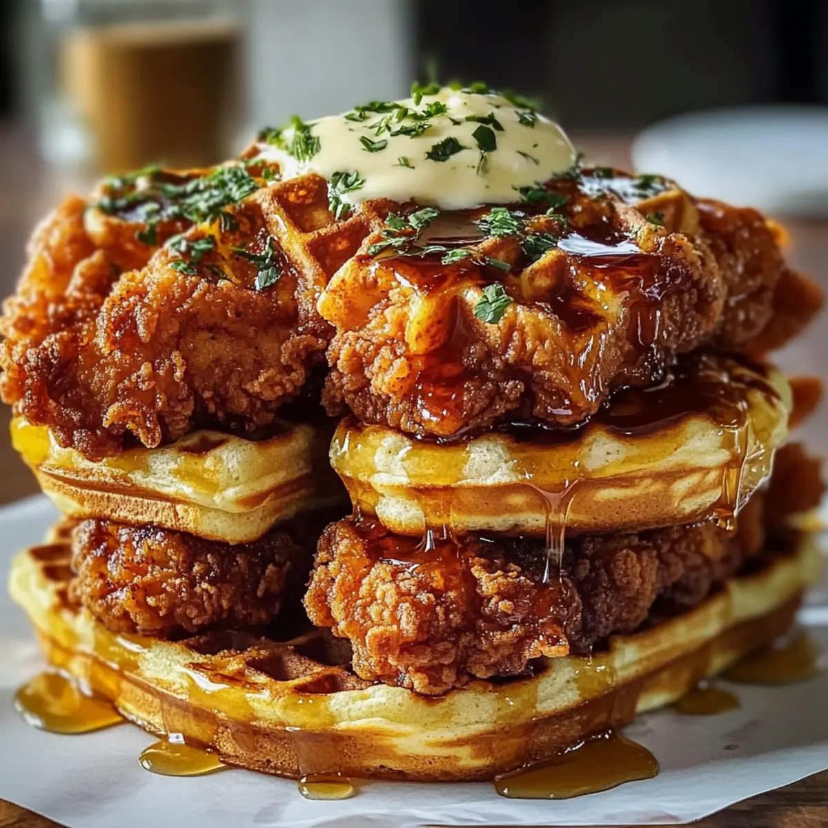 Hühnchen- und Waffel-Slider Rezept Zutaten: - 500g Hühnchenbrust - 1 Tasse Buttermilch - 1 Tasse Mehl - 1 TL Paprikapulver - 1 TL Salz - 1/2 TL Pfeffer - 1/2 TL Knoblauchpulver - 1/2 TL Zwiebelpulver - 8 Mini-Waffeln - Ahornsirup Anleitung: 1. Hühnchenbrust in Stücke schneiden. 2. In einer Schüssel Buttermilch hinzufügen und das Hühnchen marinieren. 3. In einer separaten Schüssel Mehl, Paprikapulver, Salz, Pfeffer, Knoblauchpulver und Zwiebelpulver vermischen. 4. Das marinierte Hühnchen im gewürzten Mehl wälzen. 5. In einer Pfanne das Hühnchen braten, bis es goldbraun ist. 6. Mini-Waffeln toasten. 7. Hühnchen zwischen zwei Waffeln legen und mit Ahornsirup servieren.