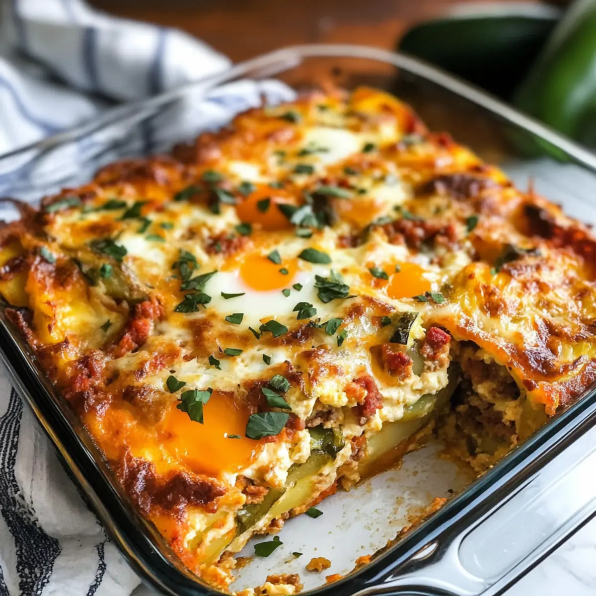 Chorizo & Kartoffel Eier Auflauf