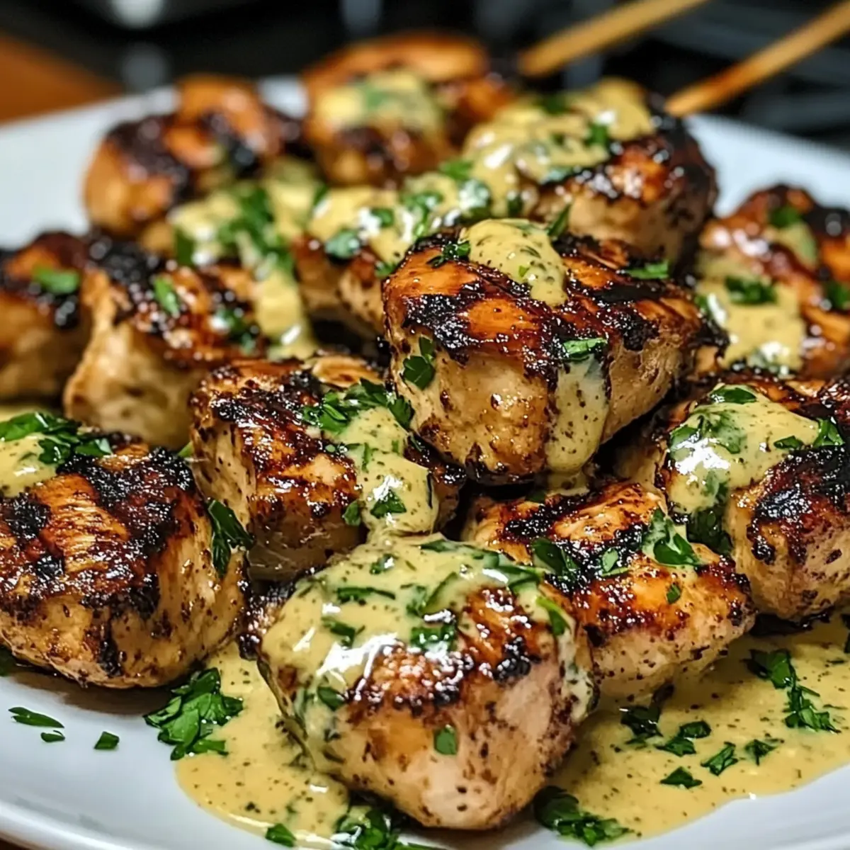 Delicious Grilled Chicken Bites with Creamy Garlic Sauce ntgwqt
