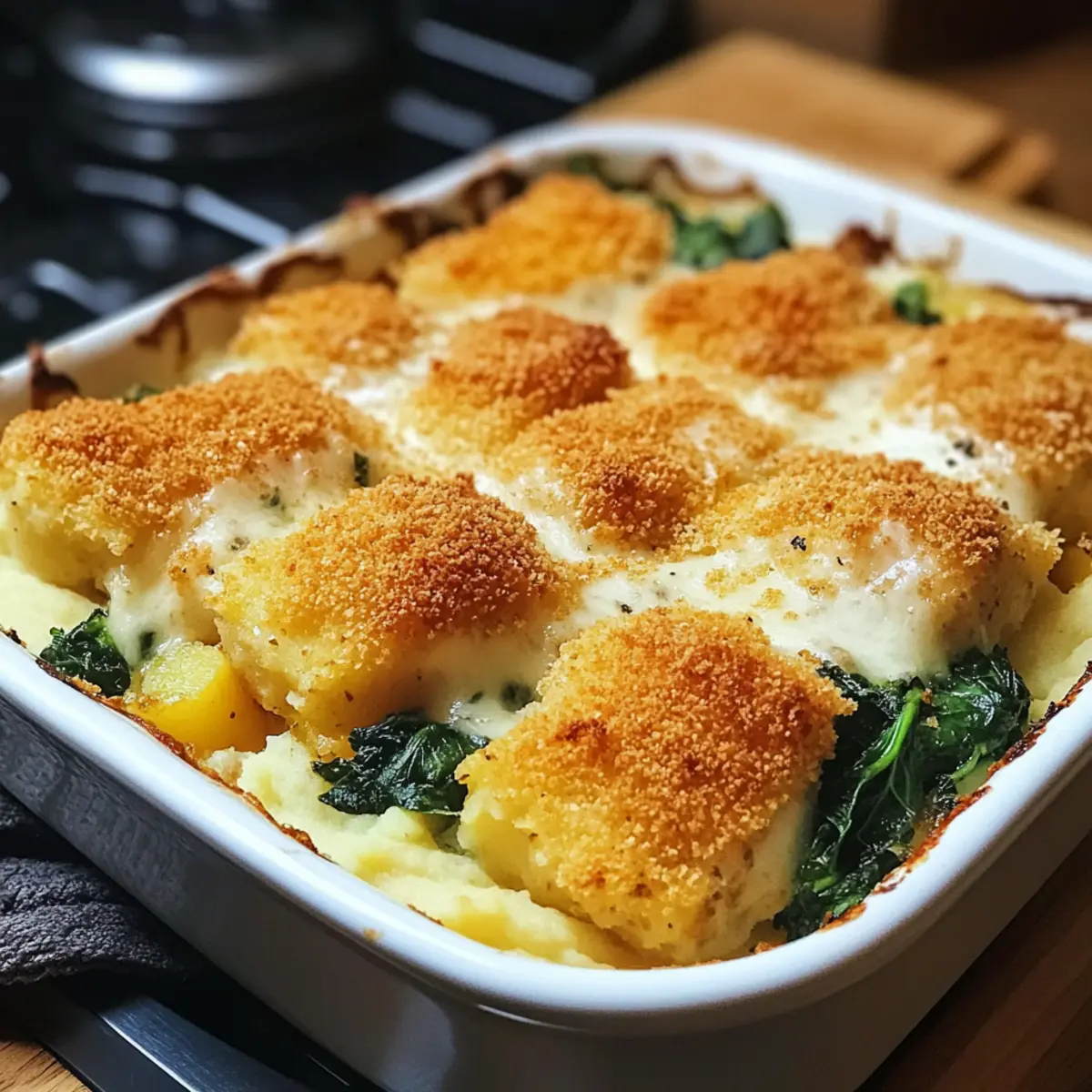 FischstA¤bchen Auflauf mit Kartoffeln und Spinat gharhg