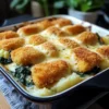 Fischstäbchen-Auflauf mit Kartoffeln und Spinat