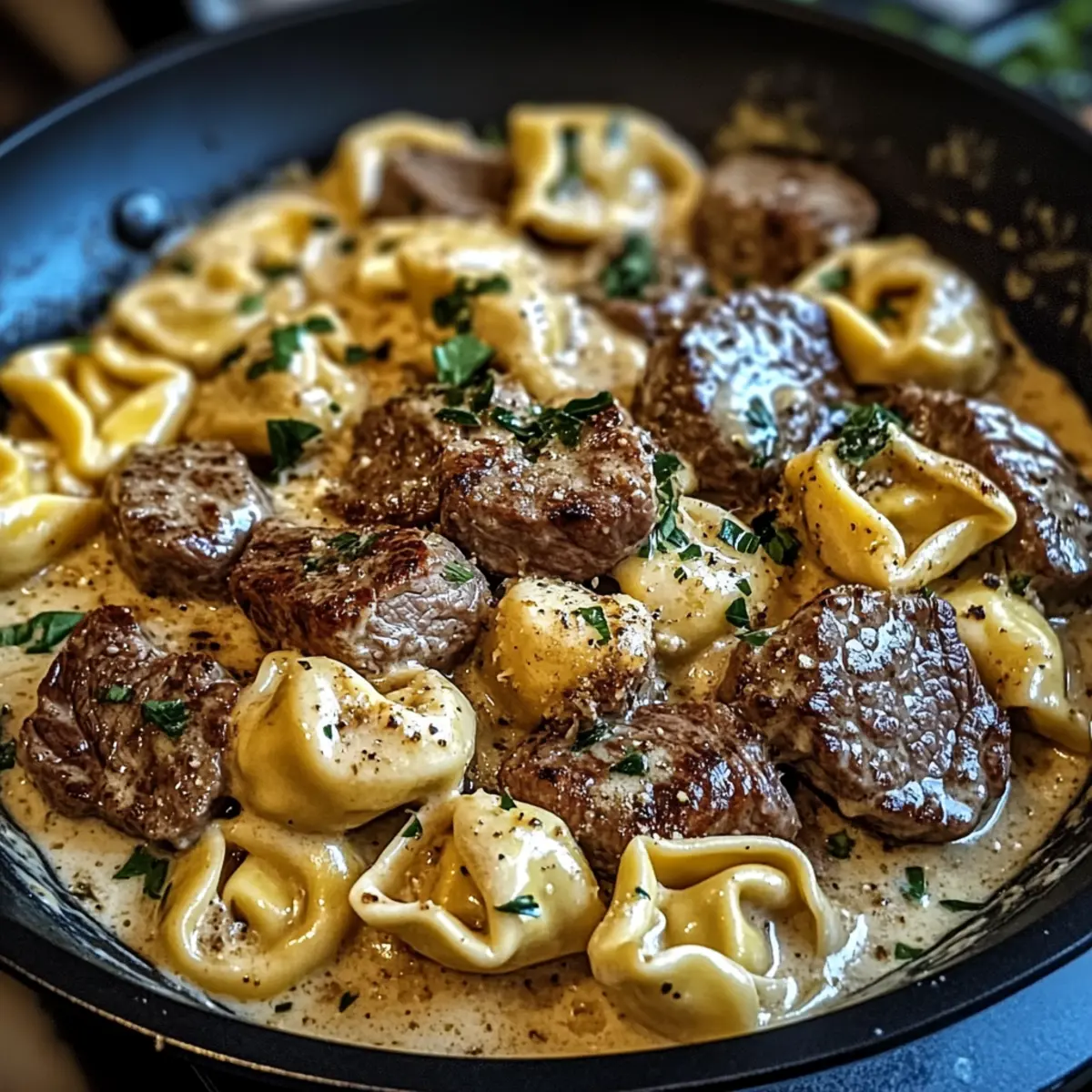 Knoblauch Steak Tortellini