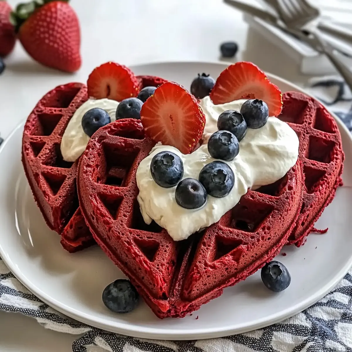 Herzförmige rote Samtwaffeln Rezept