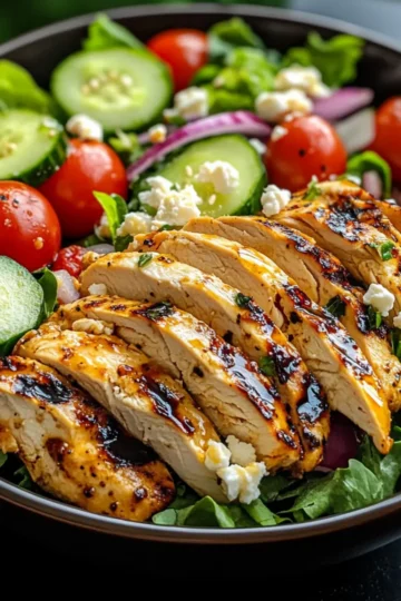 Honig-Senf-gegrillter Hähnchensalat