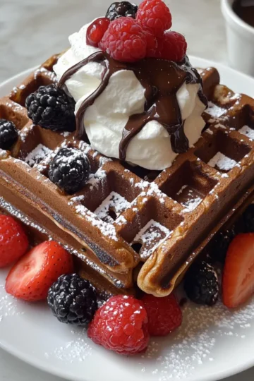 Schokoladenwaffeln Rezept Zutaten: - 1 ½ Tassen Mehl - 1 Tasse Zucker - ½ Tasse Kakaopulver - 1 Teelöffel Backpulver - 1 Teelöffel Natron - ½ Teelöffel Salz - 2 große Eier - 1 ½ Tassen Milch - ½ Tasse Pflanzenöl - 1 Teelöffel Vanilleextrakt - 1 Tasse Schokoladenstückchen Anleitung: 1. Heizen Sie das Waffeleisen vor. 2. In einer großen Schüssel Mehl, Zucker, Kakaopulver, Backpulver, Natron und Salz vermengen. 3. In einer separaten Schüssel Eier, Milch, Pflanzenöl und Vanilleextrakt verquirlen. 4. Die feuchten Zutaten zu den trockenen Zutaten geben und gut vermengen. 5. Schokoladenstückchen unterheben. 6. Eine Kelle Teig in das vorgeheizte Waffeleisen geben und backen, bis die Waffel knusprig und durchgebacken ist. 7. Warm servieren und nach Belieben garnieren.