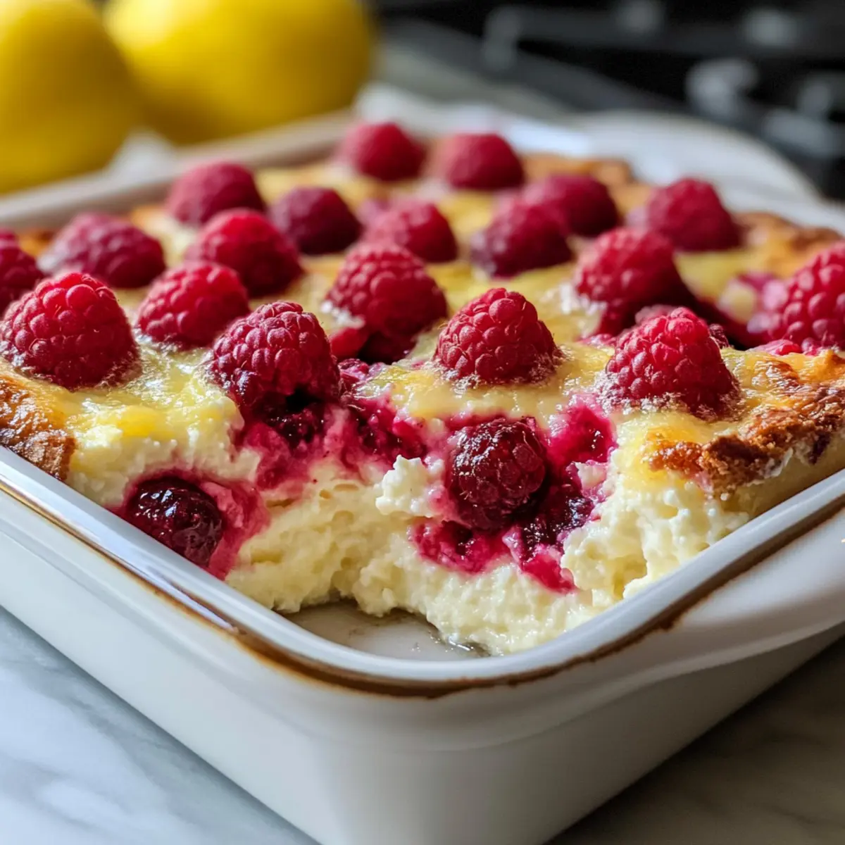 Zitronen-Himbeer-Hüttenkäse-Auflauf