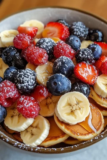 Mini Pfannkuchen Müsli Schüssel Rezept