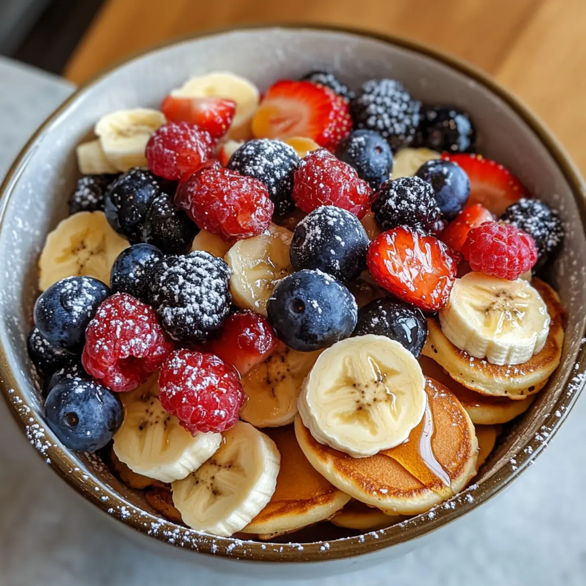 Mini Pfannkuchen Müsli Schüssel Rezept