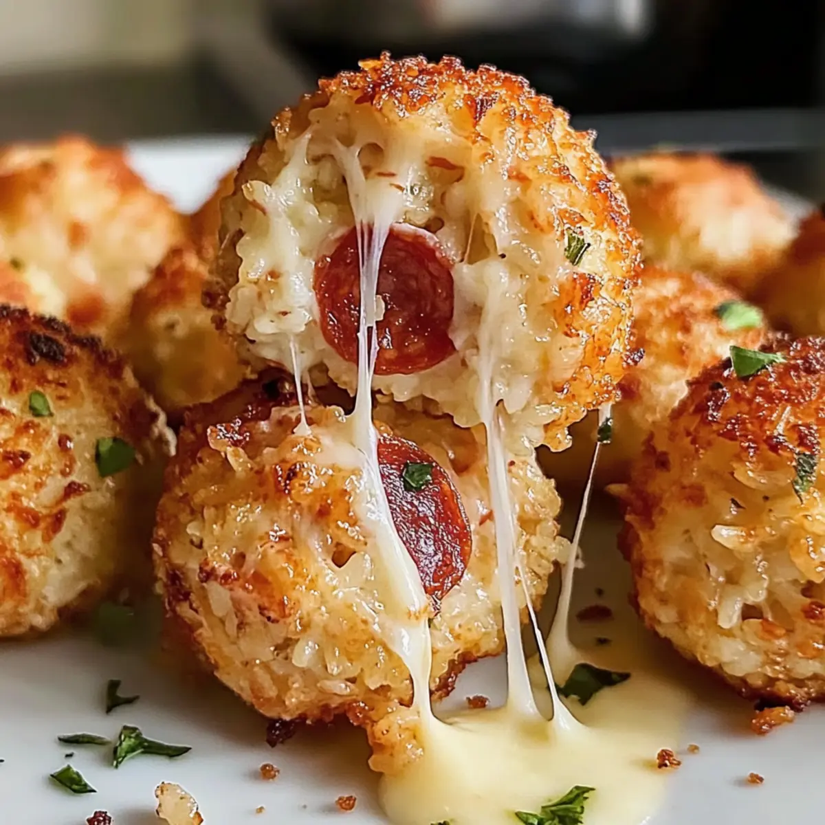 Reisbällchen mit Käse und Peperoni: Knuspriger Snack 3 ReisbA¤llchen mit KA¤se und Pepperoni osajyz