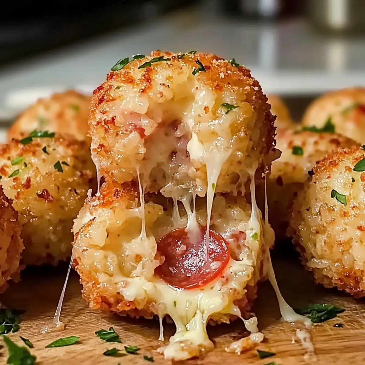 Reisbällchen mit Käse und Peperoni: Knuspriger Snack 2 ReisbA¤llchen mit KA¤se und Pepperoni rszbmp