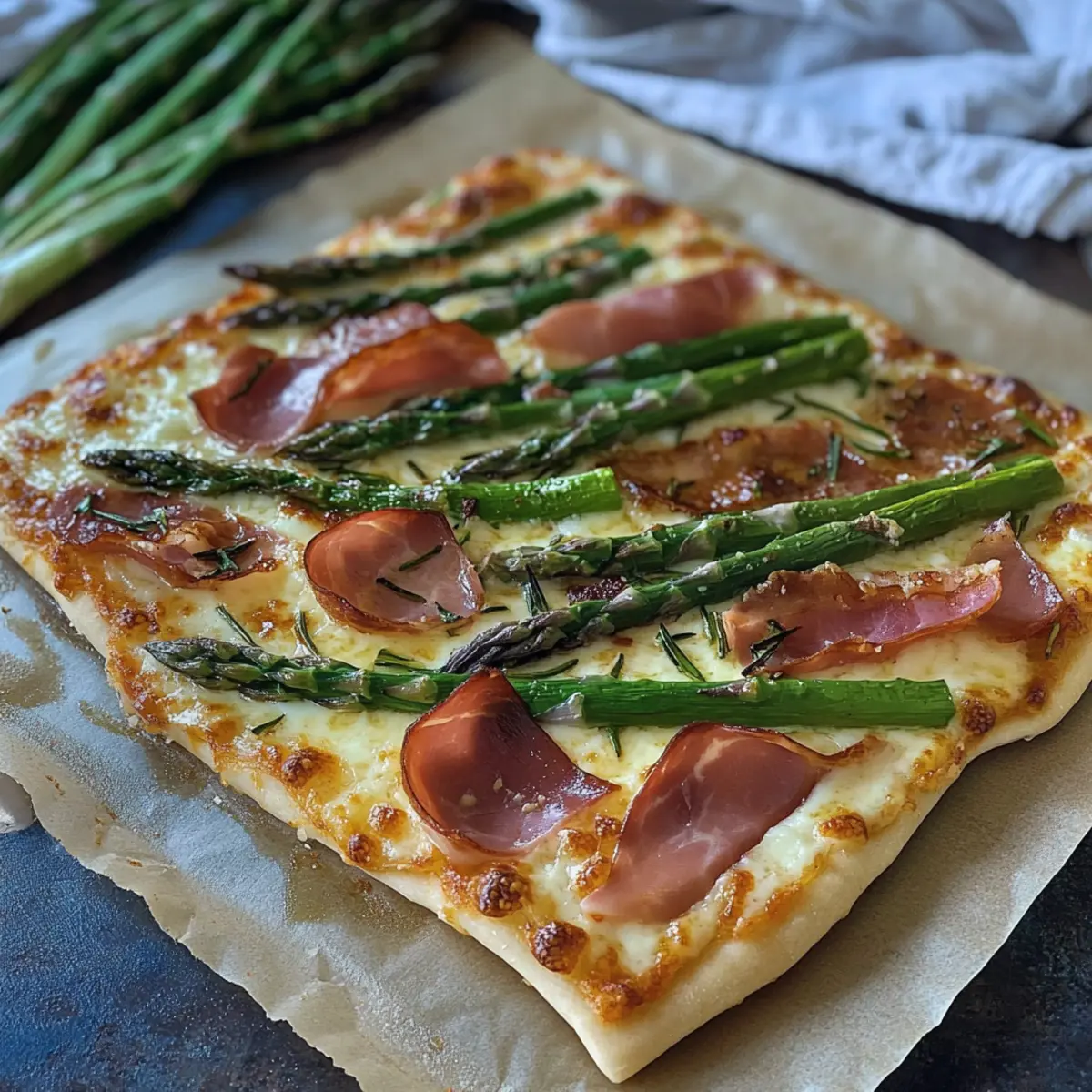 Spargel Flammkuchen mit Serrano Schinken gsvzki