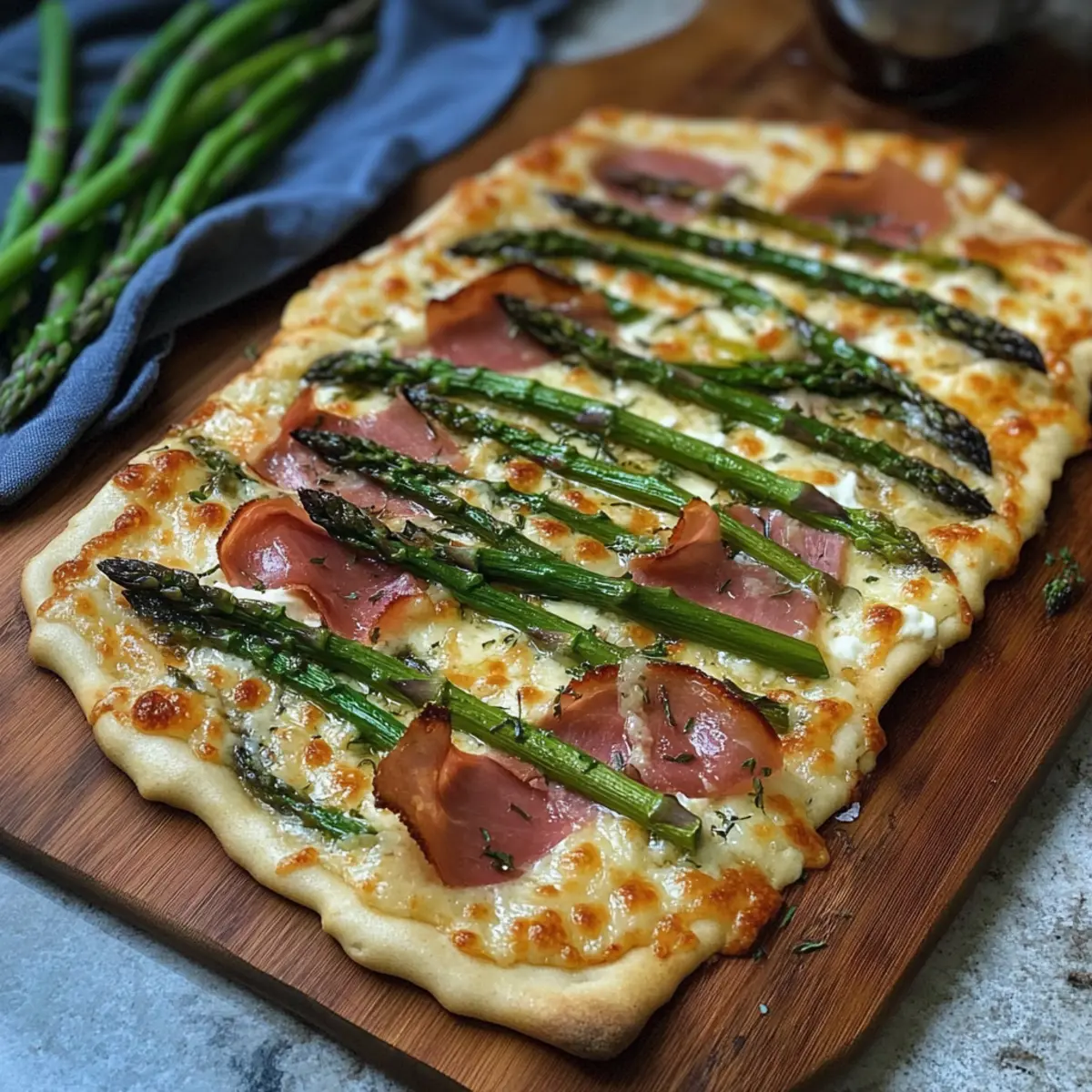 Spargel-Flammkuchen mit Serrano-Schinken