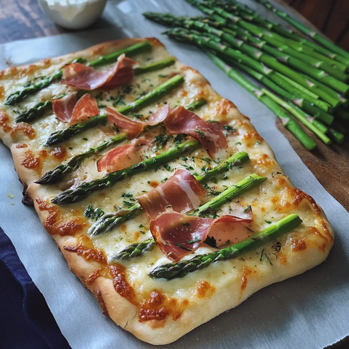 Spargel Flammkuchen mit Serrano Schinken mnuany