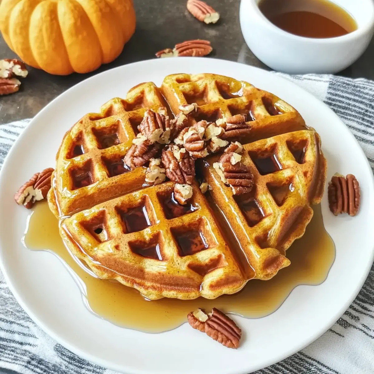 Spiced Pumpkin Waffles with Brown Butter Maple Syrup Recipe f7hacq