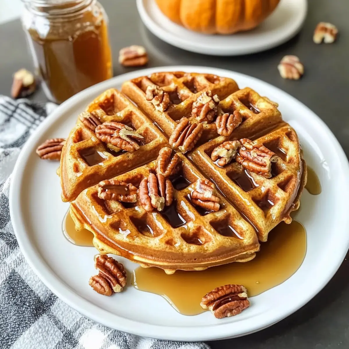 Spiced Pumpkin Waffles with Brown Butter Maple Syrup Recipe flwlmd