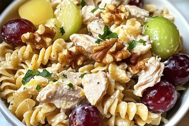 Würzige Waldorf-Hühnchen-Pasta-Salat für Sommerfeste