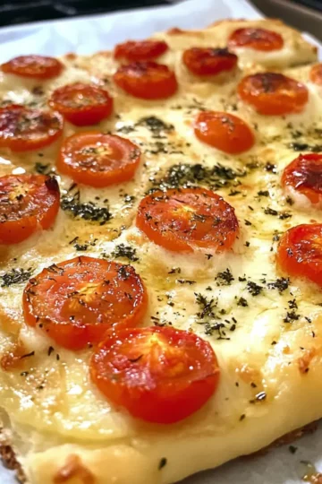 Focaccia with herbs and tomatoes