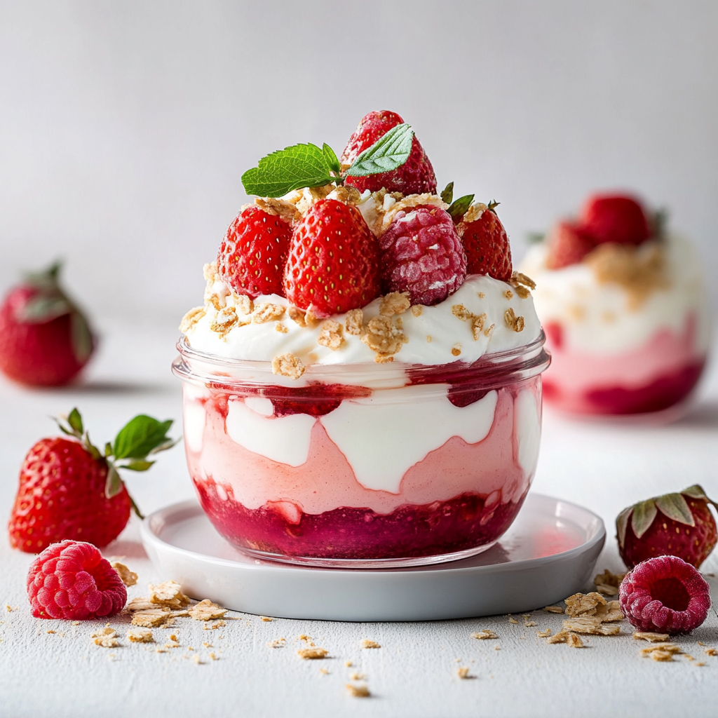 Erdbeer dessert Glas mit Sahne und Quark 2 Erdbeer dessert Glas mit Sahne und Quark